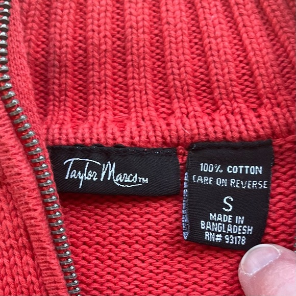 Taylor Marcs Women’s Coral 1/4 Zip Pullover 100% Cotton Sweater - Size S - EUC - Picture 4 of 7